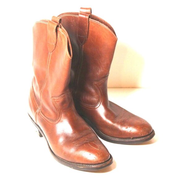 hy-test Shoes - Vtg Western Cowboy Hy-Test Safety Boots Leather TufGum Unisex SZ M 8/ W 9.5